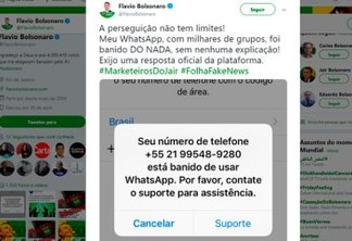 Após denúncias de fábrica de fake news, filho de Bolsonaro é banido do Whatsapp
