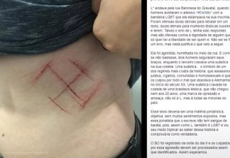 Jovem é agredida e marcada com canivete por vestir camiseta com 'ele não' em Porto Alegre