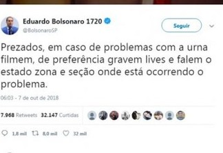 PT pede para TSE remover post e multar Eduardo Bolsonaro