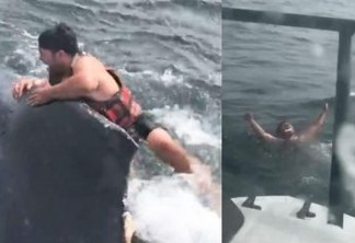 Pescador pula no mar para salvar baleia enroscada em corda