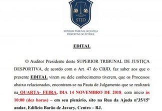 Pleno do STJD vai julgar na próxima quarta-feira acusados de corrupção no futebol da Paraíba