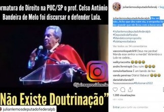 Julian Lemos posta vídeo de renomado professor de direito sendo vaiado por ovacionar Lula em Formatura; deputado lamenta doutrinação