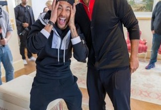 Neymar recebe visita surpresa de Will Smith durante divulgação do filme 'Aladdin' em Paris