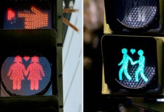 Semáforos para pedestres mostram bonecos homoafetivos