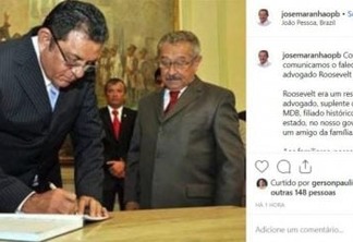 Senador José Maranhão lamenta morte de seu suplente: “Roosevelt vai embora, mas sua história fica para sempre”