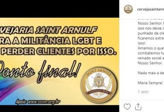 'JAMAIS ACEITAREMOS O PECADO' Cervejaria se manifesta contra LGBT e divide opiniões na rede social