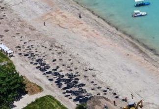 Vista geral de um derramamento de óleo na praia de Peroba em Maragogi, estado de Alagoas, Brasil,  outubro de 2019. Foto tirada em 17 de outubro de 2019. REUTERS / Diego Nigro