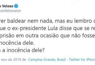 Paraibano Lucas Veloso ironiza libertação de Lula: 'Provaram a inocência dele?'