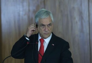 O presidente do Chile, Sebastián Piñera, durante declaração à imprensa, no Palácio do Planalto.