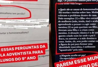"Como evitar o homossexualismo?": pergunta professor de português em prova para alunos do nono ano