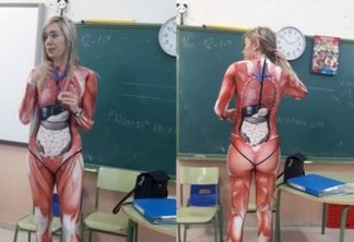 Professora se veste com 'roupa de órgãos' e viraliza na internet
