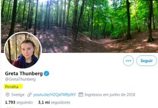 Após ser ofendida por Bolsonaro ativista Greta Thunder adota o xingamento 'PIRRALHA' no Twitter