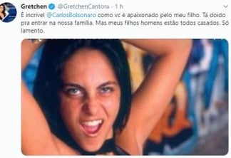 Gretchen rebate montagem de Carlos Bolsonaro: "É apaixonado pelo Thammy"