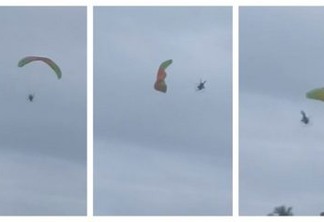 Paraglider fecha e piloto sobrevive após cair mais de 30 metros - VEJA VÍDEO