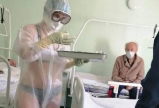 Enfermeira vira sensação na web após exibir lingerie sob proteção anticoronavírus