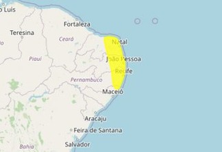 Inmet alerta para perigo potencial de acumulado de chuva em 91 cidades da Paraíba