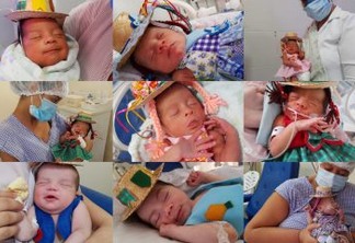Hospital de João Pessoa faz sessão de fotos junina com recém-nascidos internados