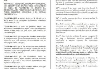 Decreto suspende cobrança de empréstimo consignado de servidores de Campina Grande