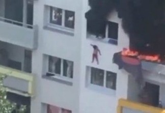 Crianças de 3 e 10 anos pulam de janela para fugir de incêndio - VEJA VÍDEO