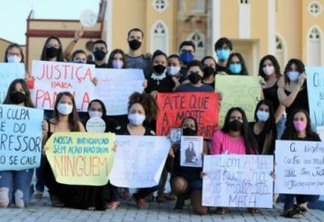 PROTESTO: população de Poço de José de Moura pede justiça para morte de Pâmela Bessa