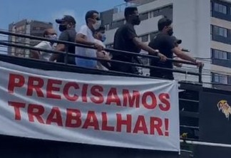 Representantes da Apage realizam protesto para tentar estabelecer propostas para retomada das atividades em João Pessoa - VEJA VÍDEO