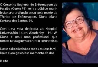 COVID-19: técnica de enfermagem, Dione Santana, morre aos 59 anos em João Pessoa