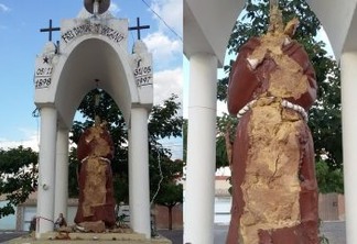 VANDALISMO: Estátua de Frei Damião é depredada em cidade da Região de Patos