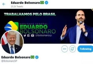 Deputado Eduardo Bolsonaro troca a sua imagem pela de Trump no Twitter “permanentemente”
