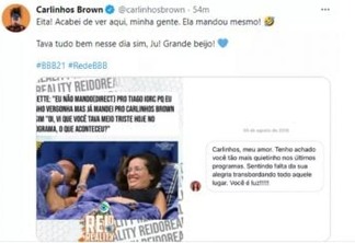 Carlinhos Brown mostra mensagem enviada por Juliette: "Mandou mesmo"