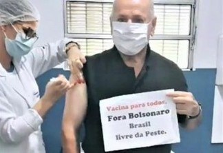 Padre de Lagoa Seca viraliza ao fazer protesto durante vacina: "Fora Bolsonaro, Brasil livre da peste"
