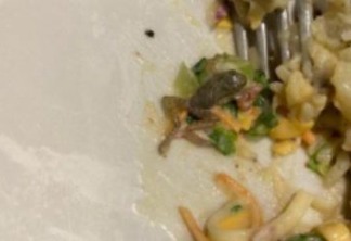 Estudante encontra perereca em salada de famosa rede de restaurantes, e reclama nas redes: "Quase comi uma rã"