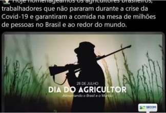 HOMENAGEM DO GOVERNO FEDERAL: Internautas reagem a foto de “agricultor” armado e Secom apaga imagem
