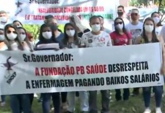 Enfermeiros protestam contra salários em edital no concurso da Fundação PB Saúde: 'Abaixo do piso'