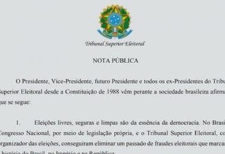 Ex-presidentes do TSE desde 1988 e atual cúpula divulgam nota em defesa do modelo de eleições do Brasil