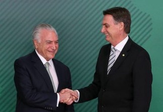 Bolsonaro almoça com ex-presidente Michel Temer em Brasília