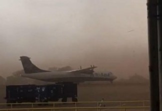 Tempestade de areia faz avião virar em pista de aeroporto de São Paulo
