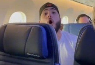 VIOLÊNCIA: homem se recusa a usar máscara em avião e ameaça quebrar pescoço de passageiro - VEJA VÍDEO