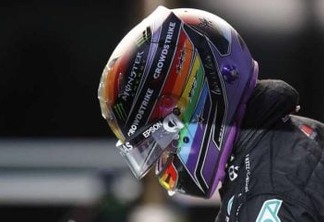 APOIO À COMUNIDADE LGBTQIA+: Hamilton usa capacete com cores do arco-íris no Catar, onde o sexo homossexual é caso de prisão