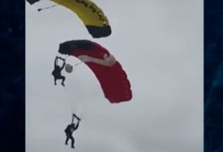 Vídeo mostra momento em que paraquedas de militares se enrolam em acidente; um morreu