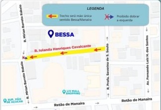 Semob-JP altera circulação de trecho de rua no Bessa a partir desta quarta-feira; confira