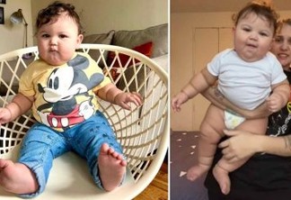 MAIS PESADO DO MUNDO: Bebê gigante de 11 meses impressiona ao caber em roupas para crianças de três anos