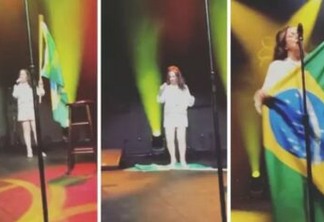Cantora que pisou na bandeira do Brasil durante show nos EUA pede desculpas