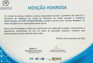 Combate à Covid: Saúde de João Pessoa recebe reconhecimento nacional sobre atuação na pandemia