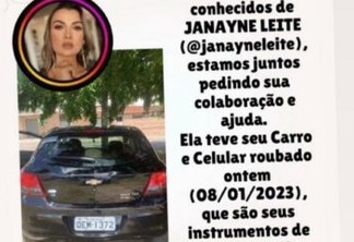 Socialite filha de vereador paraibano tem carro e celular roubados, faz vaquinha para comprar telefone novo e é criticada: "É calote”