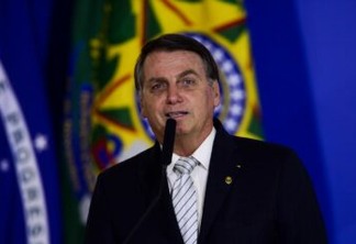 O presidente Jair Bolsonaro durante cerimônia de sanção do projeto de lei (PL 1.095/2019) que aumenta pena para crimes de maus-tratos a animais.
