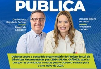Daniella Ribeiro realiza audiência pública da CMO em João Pessoa nesta segunda-feira 