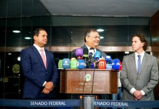 Presidente do Senado em exercício, Veneziano recebe Ministro da Justiça Flávio Dino, indicado por Lula para o STF