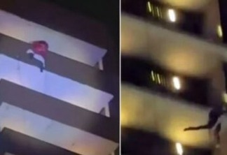 Homem vestido de Papai Noel cai 24 andares e plateia acha que acidente fatal era parte da apresentação