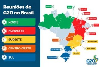 Brasil divulga relação com 13 cidades que irão sediar encontros do G20; confira quais