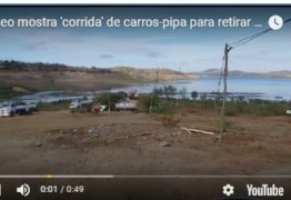 VEJA VÍDEO: Carros-pipa fazem ‘corrida’ para retirar água do açude do Boqueirão
